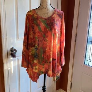 Philosophy Splatter Style Abstract Multicolor Casual Top sz XXL